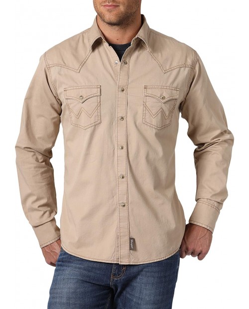 Wrangler Men's Retro Two Pocket Long Sleeve Snap Shirt Tan XX-Large at  Men’s Clothing store