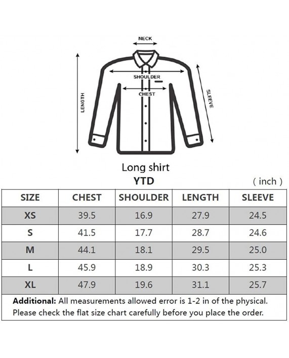 YTD Mens 100% Cotton Casual Slim Fit Long Sleeve Button Down Printed Dress Shirts at Men’s Clothing store