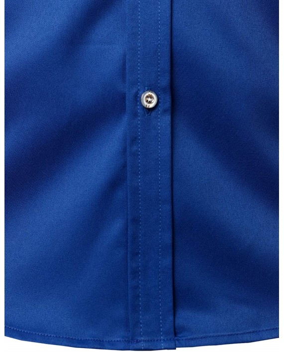 ZEROYAA Mens Hipster Gold Embroidery Mandarin Collar Slim Fit Short Sleeve Casual Dress Shirts at Men’s Clothing store