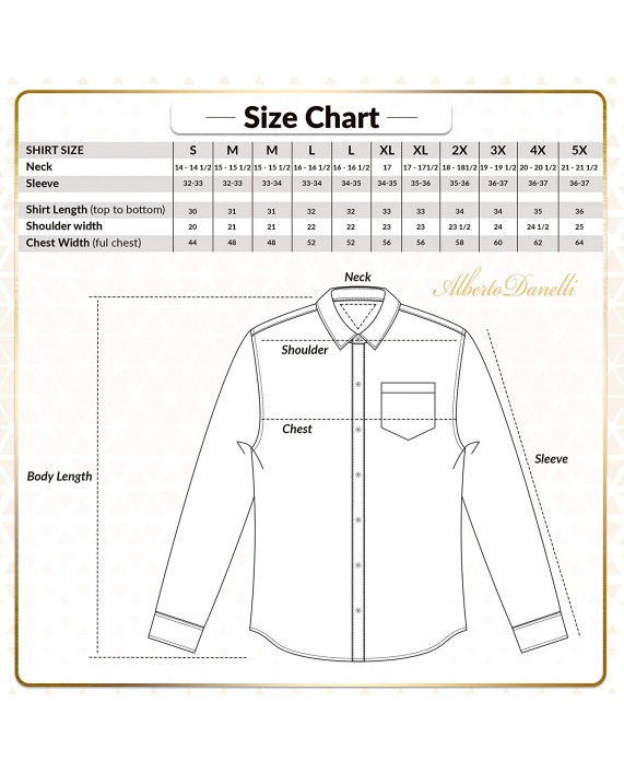 Alberto Danelli Men's Solid Long Sleeve Dress Shirt White Small 14-14.5 Neck 32 33 Sleeve at Men’s Clothing store