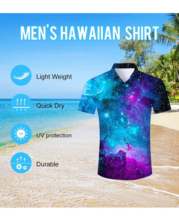 ALISISTER Men's Novelty Button Down Dress Shirts 3D Pattern Summer Hawaiian Tops at Men’s Clothing store