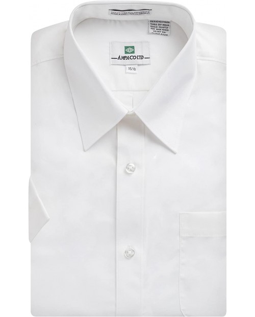 Ampaco Men's Regular Fit Short Sleeve Easy Care Solid White Dress Shirt at  Men’s Clothing store