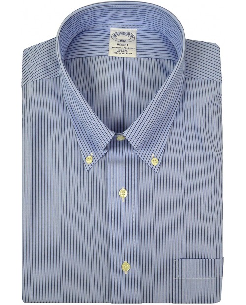 Brook Brothers Mens Regent Fit 88882 All Cotton Non Iron Dress Shirt Blue Multi Striped at  Men’s Clothing store