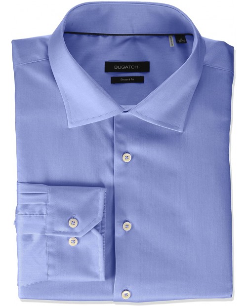 Bugatchi Men's Shaped Fit Spread Collar Solid Dress Shirt at Men’s Clothing store