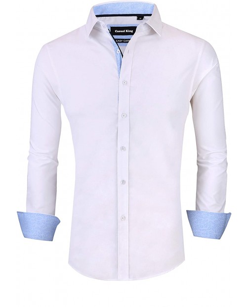 Casual King Mens Dress Shirts Wrinkle-Free Slim Fit Long Sleeve Fashion Men Shirt at  Men’s Clothing store