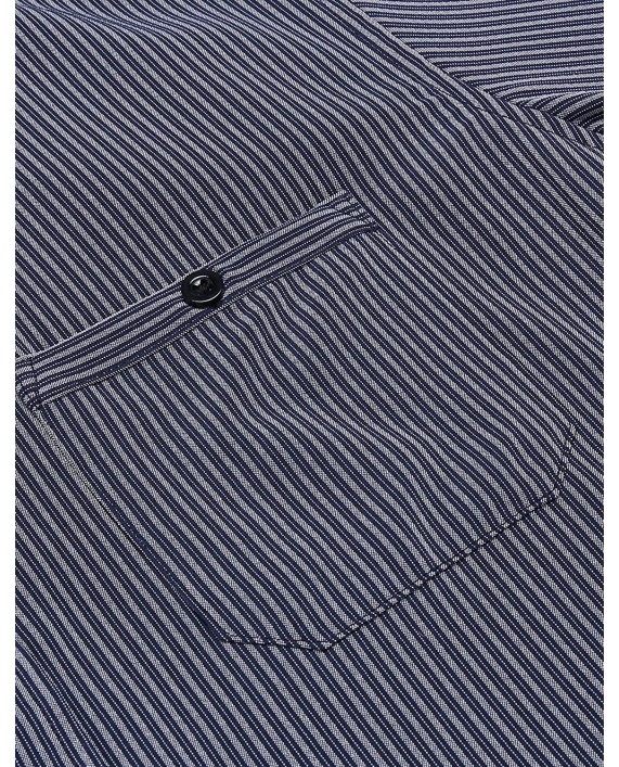 COOFANDY Men's Wrinkle-Free Classic Vertical Striped Long Sleeve Business Dress Shirts Large Navy Blue at Men’s Clothing store