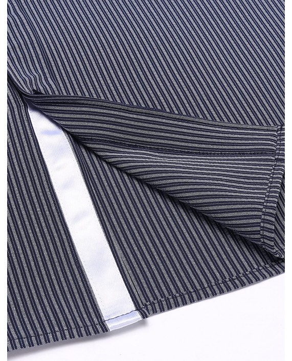 COOFANDY Men's Wrinkle-Free Classic Vertical Striped Long Sleeve Business Dress Shirts Large Navy Blue at Men’s Clothing store