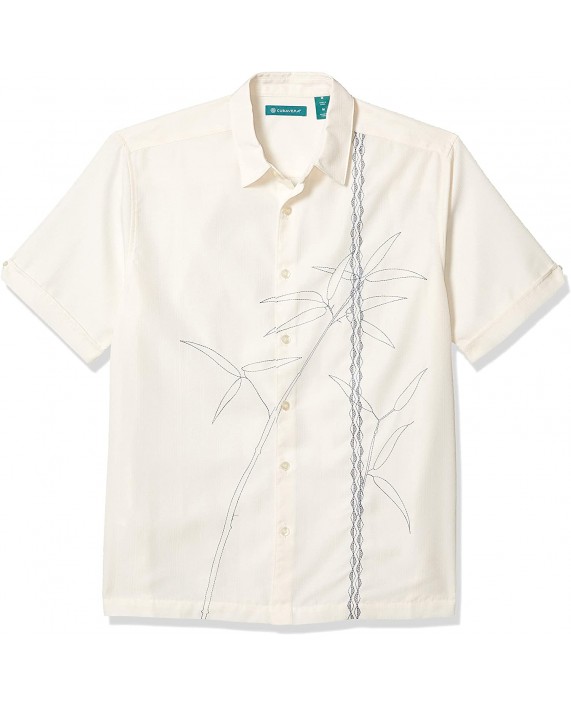 Cubavera Men's Textured Asymmetrical Bamboo Embroidery Shirt at Men’s Clothing store