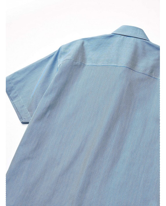 Cutter & Buck Men's Short Sleeve Strive Rail Stripe Button Up Shirt at Men’s Clothing store