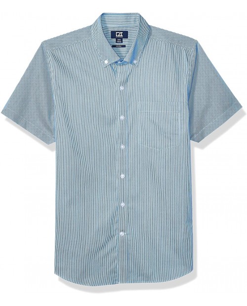 Cutter & Buck Men's Short Sleeve Strive Rail Stripe Button Up Shirt at  Men’s Clothing store