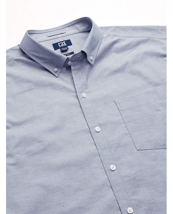 Cutter & Buck Men's Wrinkle Resistant Stretch Short Sleeve Button Down Shirt Light Blue Oxford 3X Tall at Men’s Clothing store