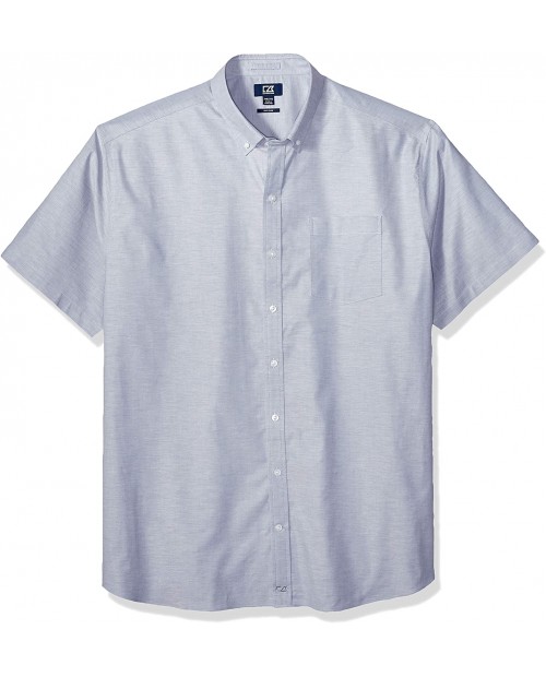 Cutter & Buck Men's Wrinkle Resistant Stretch Short Sleeve Button Down Shirt Light Blue Oxford 3X Tall at  Men’s Clothing store
