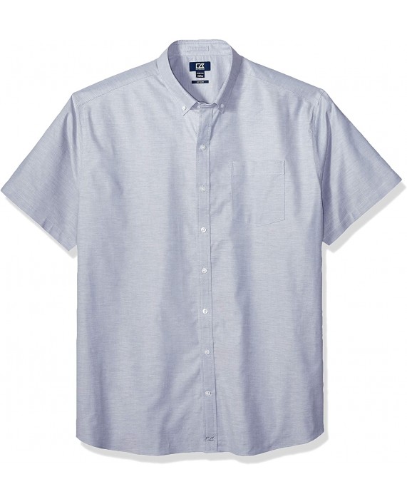 Cutter & Buck Men's Wrinkle Resistant Stretch Short Sleeve Button Down Shirt Light Blue Oxford 2X Tall at Men’s Clothing store