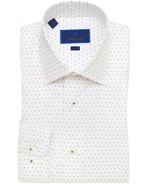 David Donahue Trim Fit Multi Dot Dress Shirt at  Men’s Clothing store
