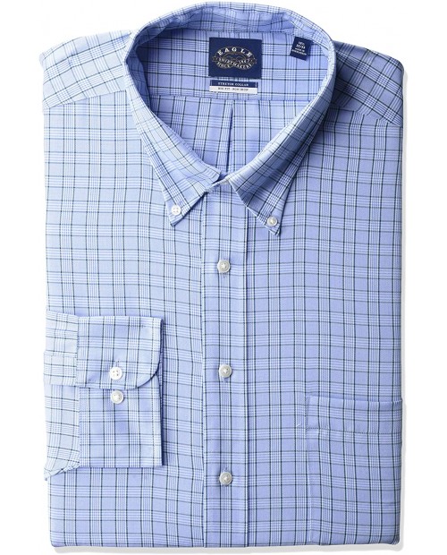 Eagle Men's BIG FIT Dress Shirts Non Iron Stretch Check Big and Tall at Men’s Clothing store