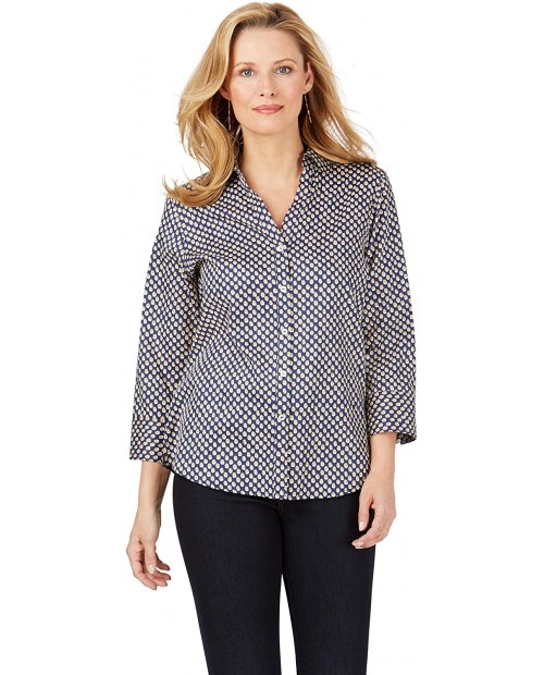 Foxcroft Mary Wrinkle-Free Shadow Dot 3 4 SLV. Shirt at Women’s Clothing store