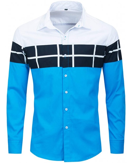 FRTCV Mens Plaid Button Down Shirts Long Sleeve Dress Shirts FM216 Blue US M at  Men’s Clothing store