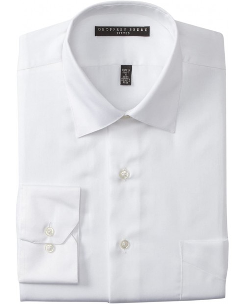 Geoffrey Beene Men's Cutaway Cuff Fitted Sateen Solid Dress Shirt at  Men’s Clothing store
