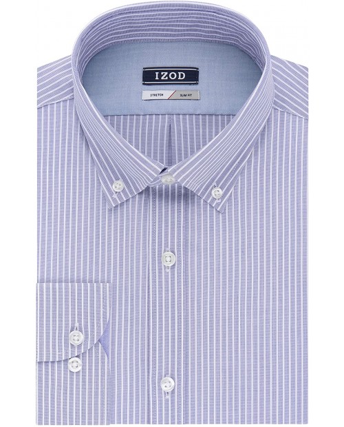 IZOD Men's Dress Shirt Slim Fit Stretch Stripe at  Men’s Clothing store
