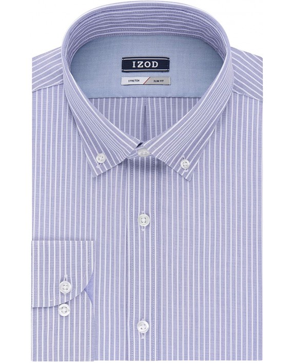 IZOD Men's Dress Shirt Slim Fit Stretch Stripe at Men’s Clothing store