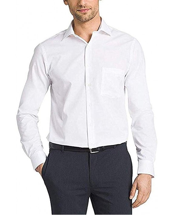 Kirkland Signature Men's 100% Cotton Non-Iron Traditional Fit Spread Collar Long Sleeve Dress Shirt White at Men’s Clothing store