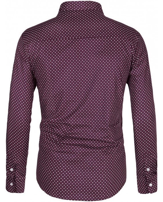 Lars Amadeus Men's Casual Cotton Long Sleeve Button Down Polka Dots Dress Shirt at Men’s Clothing store