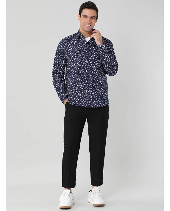Lars Amadeus Men's Floral Dress Shirts Long Sleeve Casual Button Down Shirts 100% Cotton at Men’s Clothing store