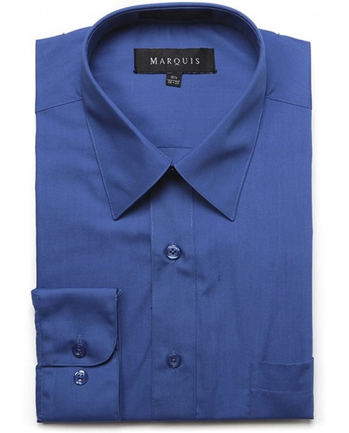 Marquis Men's Long Sleeve Regular Fit Big & Tall Size Dress Shirt at  Men’s Clothing store