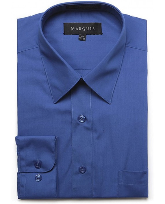 Marquis Men's Long Sleeve Regular Fit Big & Tall Size Dress Shirt at Men’s Clothing store