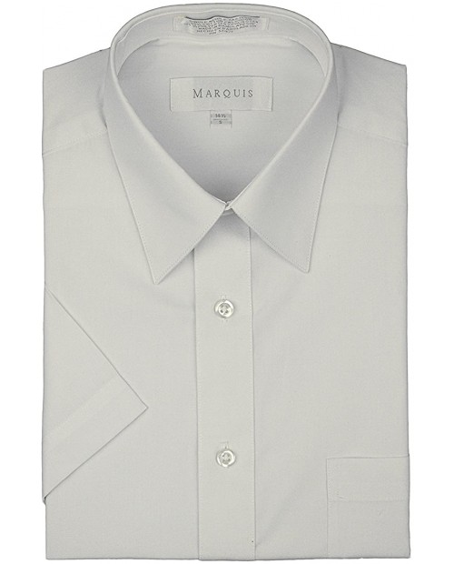 Marquis Men's Regular Fit Short Sleeve Solid Dress Shirt Colors at Men’s Clothing store