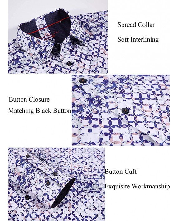 Mens Dress Shirts Regular Fit Easy Care Digital Printing Fashion Men Shirt at Men’s Clothing store