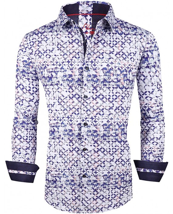 Mens Dress Shirts Regular Fit Easy Care Digital Printing Fashion Men Shirt at Men’s Clothing store