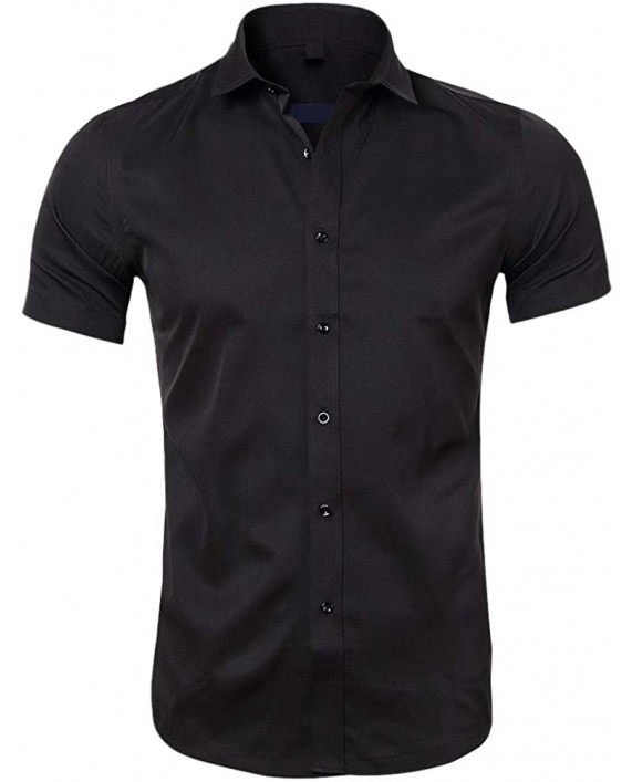 Mens Short Sleeve Non-Iron Top Regular Fit Button Down Summer Dress Shirt at Men’s Clothing store