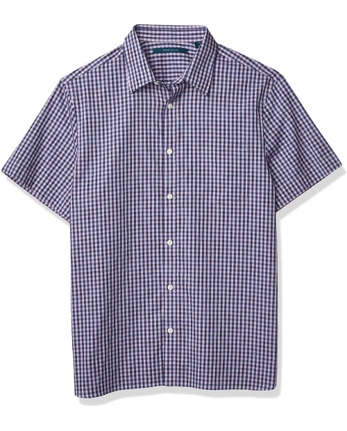Perry Ellis Men's Short Sleeve Chk Spc Dye Shirt at  Men’s Clothing store