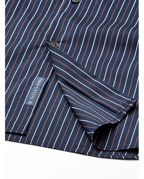 Perry Ellis Men's Slim Fit Stretch Multi-Color Striped Long Sleeve Shirt at Men’s Clothing store