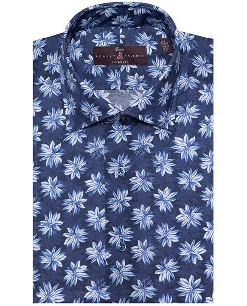 Robert Talbott Men's Pacific Zephyr Print Estate Tailored FIT Spread Collar Dress Shirt Size 17.5 at Men’s Clothing store