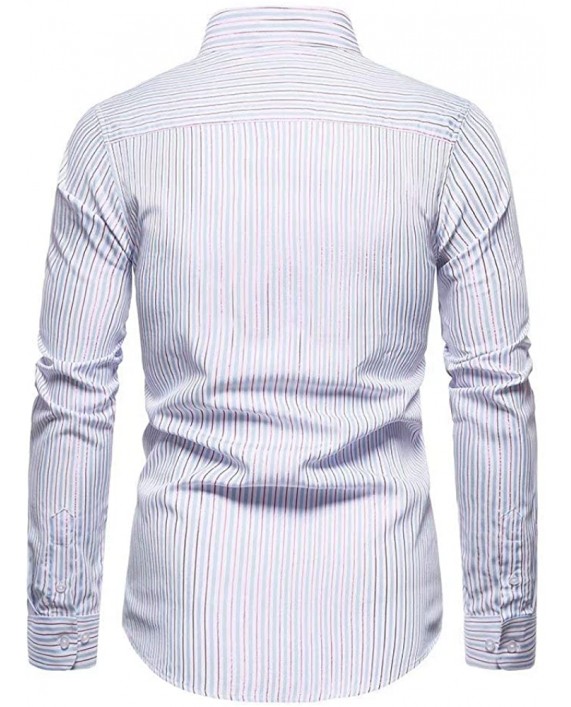 SZMXSS Long Sleeve Shirts for Men's Business Dress Button Pocket Striped Shirt at Men’s Clothing store