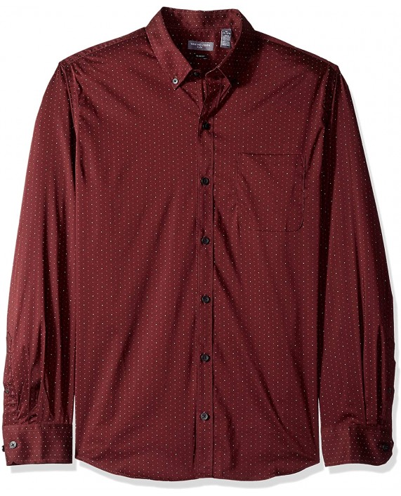 Van Heusen Men's Slim Fit Flex Long Sleeve Button Down Stretch Print Shirt at Men’s Clothing store