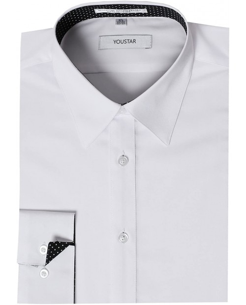 Youstar Men's Slim Fit Contrasting Trim Cuff and Collar Shirt at  Men’s Clothing store