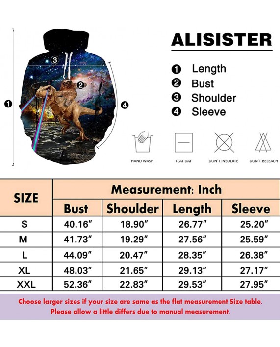 ALISISTER Unisex 3D Hoodie Pullover Sweatshirt Fleece Hooded with Pocket Clothes at Men’s Clothing store