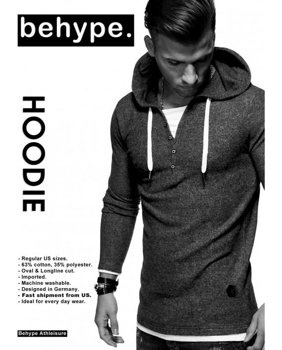 Behype Men's Sweater Jumper Hoodie Sweatshirt Pullover Longsleeve Henley Sport Outwear MT-7437 4XL Gray at Men’s Clothing store