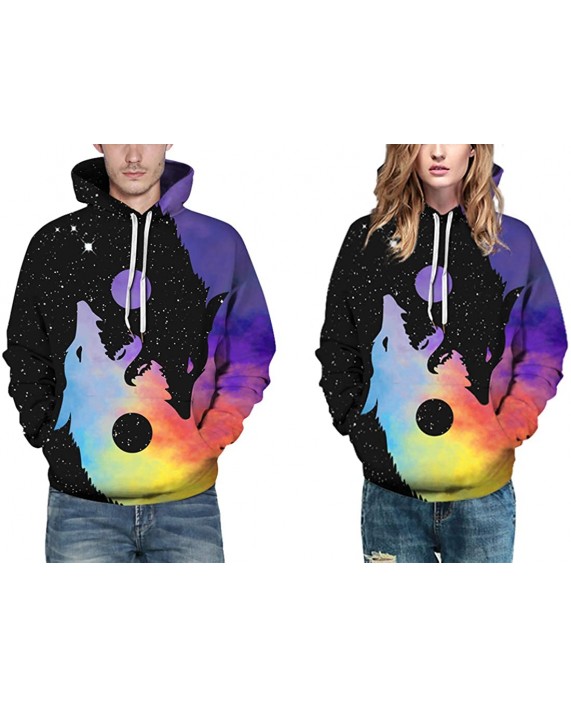 Imilan Men's Pullover Hoodie Galaxy Animal 3D Print Hooded Sweatshirts Unisex