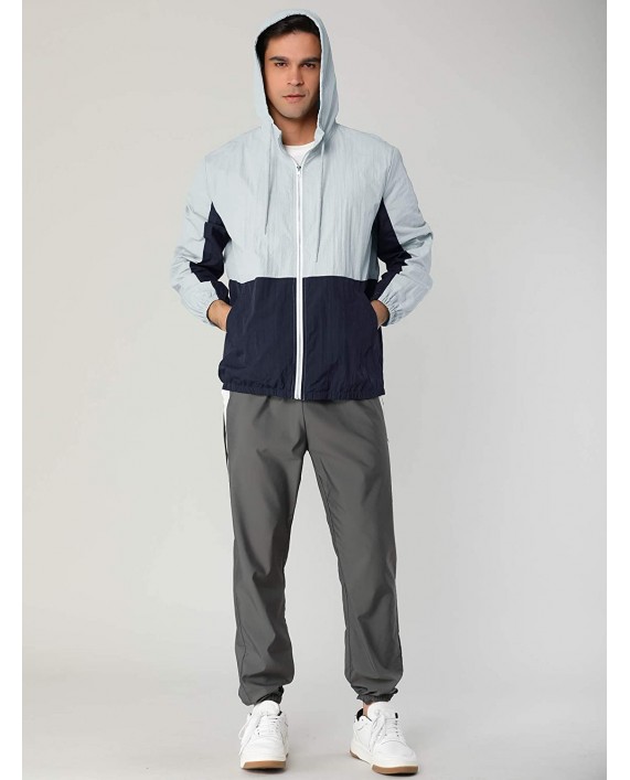 Lars Amadeus Men's Hoodies Windbreaker Lightweight Long Sleeve Color Block Zip Up Hooded Jackets at Men’s Clothing store