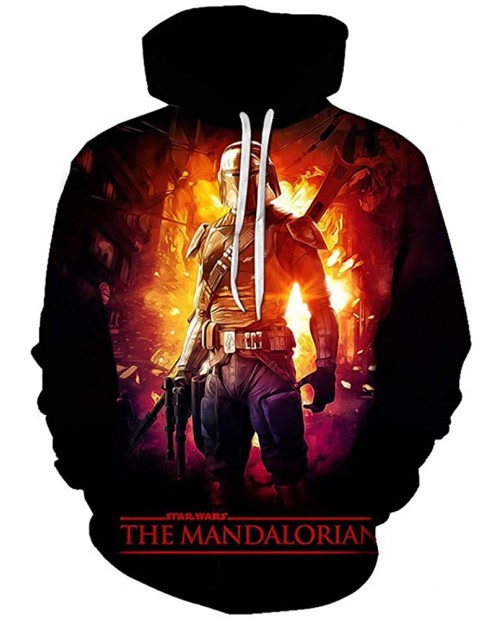 Mandalorian Cosplay Hoodies Sweatshirts Unisex Star Wars 3D Print Jacket Coat for Halloween Christmas Party