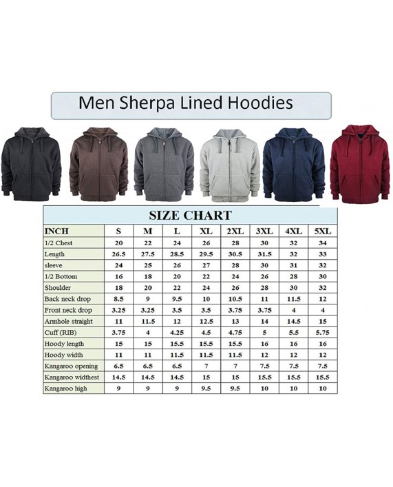 Men Heavyweight Hoodies Sherpa Lined Sweatshirts Fleece Winter Thick Zip Up Jacket at Men’s Clothing store