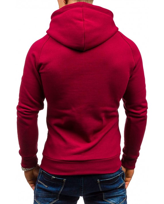 Mens Fashion Zip Hooded Sweatshirt - Long Sleeve Casual Solid Color Fashion Sweatshirt