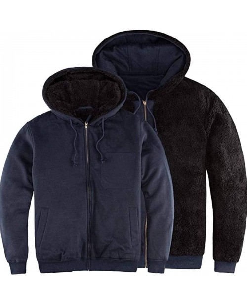 Men's Winter Heavyweight Fleece Hooded Jacket Full Zip Up Sherpa Lined Hoodies Sweatshirt at  Men’s Clothing store
