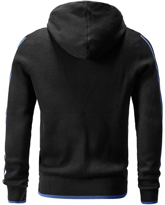 Men's Zip Up Sweater Hoodie Cardigan Knitted Jacket Coat with Pockets