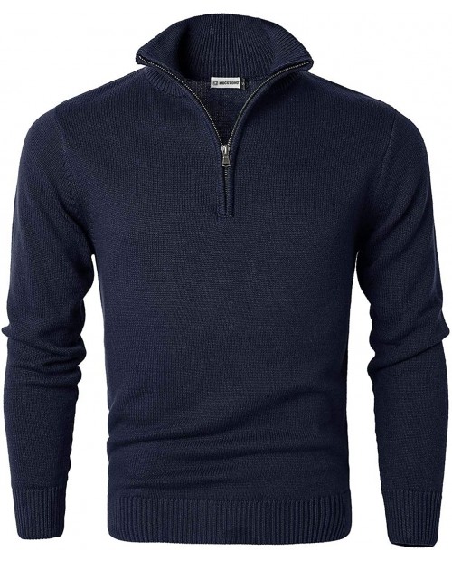 MOCOTONO Men's Long Sleeve Quarter Zip Sweater Knit Turtleneck Pullover at  Men’s Clothing store