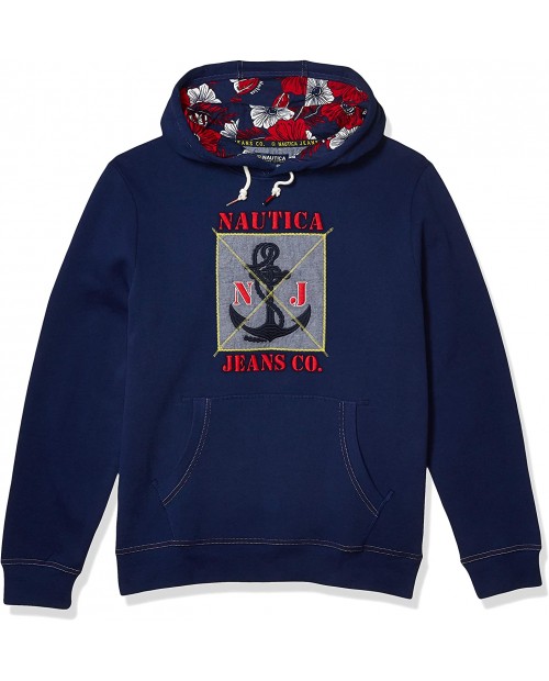 Nautica Jeans Co. Men's Graphic Print Hoodie at  Men’s Clothing store